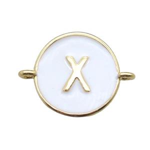 white enameling copper letter-X connector, gold plated, approx 13mm dia [FN15447]