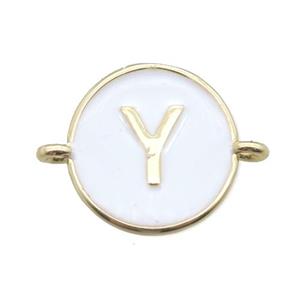 white enameling copper letter-Y connector, gold plated, approx 13mm dia [FN15448]