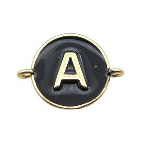 black enameling copper letter-A connector, gold plated, approx 13mm dia [FN15451]