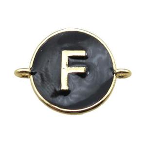 black enameling copper letter-F connector, gold plated, approx 13mm dia [FN15456]
