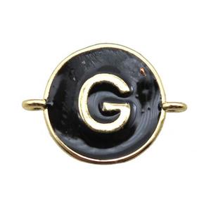 black enameling copper letter-G connector, gold plated, approx 13mm dia [FN15457]