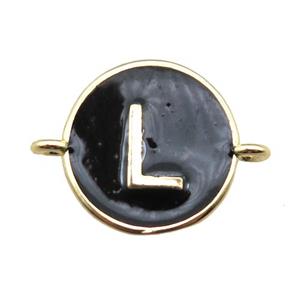black enameling copper letter-L connector, gold plated, approx 13mm dia [FN15462]