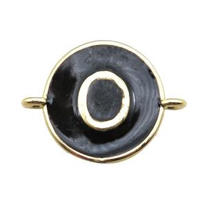 black enameling copper letter-O connector, gold plated, approx 13mm dia [FN15465]
