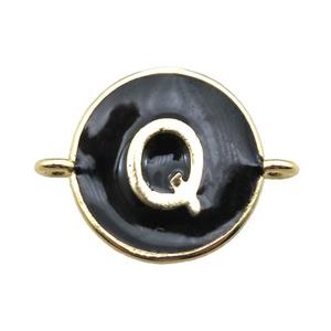 black enameling copper letter-Q connector, gold plated, approx 13mm dia [FN15467]