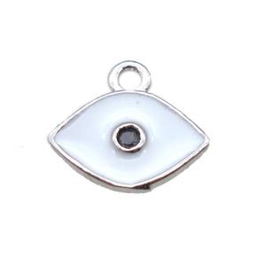 enameling copper eye pendant paved zircon, platinum plated, approx 6x10mm [FN15480]