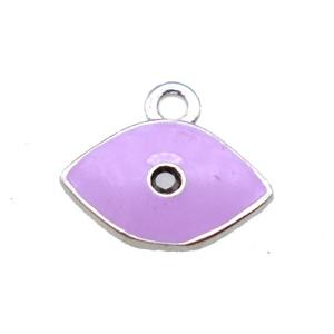 hotpink enameling copper eye pendant paved zircon, platinum plated, approx 6x10mm [FN15484]