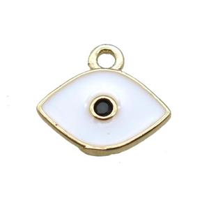 white enameling copper eye pendant paved zircon, gold plated, approx 6x10mm [FN15486]
