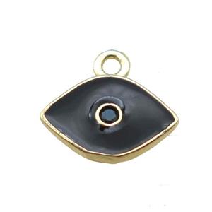 black enameling copper eye pendant paved zircon, gold plated, approx 6x10mm [FN15487]
