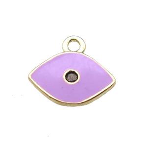purple enameling copper eye pendant paved zircon, gold plated, approx 6x10mm [FN15490]
