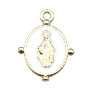 white enameling copper Jesus pendant, gold plated, approx 13-18mm [FN15526]