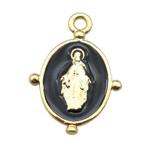 black enameling copper Jesus pendant, gold plated, approx 13-18mm [FN15527]