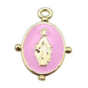 pink enameling copper Jesus pendant, gold plated, approx 13-18mm [FN15529]