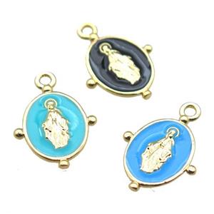 enameling copper Jesus pendant, mixed color, Religious, gold plated, approx 13-18mm [FN15531]