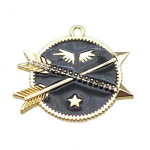 copper arrow pendant with enameling, gold plated, approx 28mm dia [FN15559]