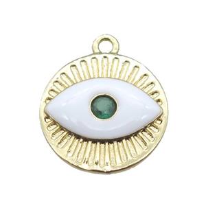 copper eye pendant with white enameling, gold plated, approx 14.5mm dia [FN15577]