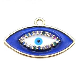 copper eye pendant with royal blue enameling, gold plated, approx 12-23mm [FN15585]