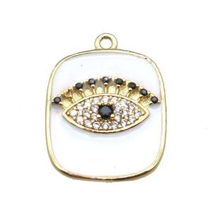 copper eye pendant pave zircon with white enameling, gold plated, approx 16-19mm [FN15587]