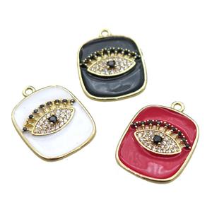 copper eye pendant pave zircon with enameling, mix color, gold plated, approx 16-19mm [FN15590]