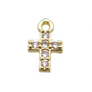 copper cross pendant pave zircon, gold plated, approx 5-8mm [FN15617]