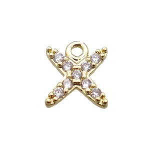 copper cross pendant pave zircon, gold plated, approx 6-7mm [FN15619]