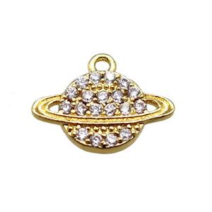 copper earth pendant paved zircon, gold plated, approx 8-14mm [FN15628]