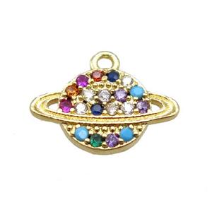 copper earth pendant paved zircon, gold plated, approx 8-14mm [FN15629]
