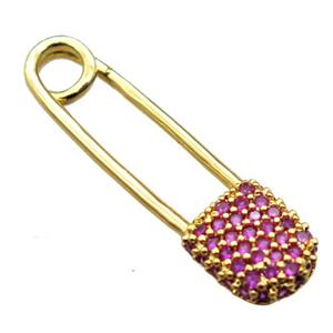 copper clip pendant paved zircon, gold plated, approx 8-28mm [FN15645]