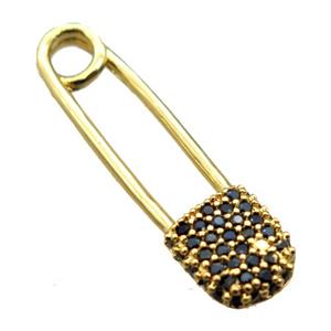 copper clip pendant paved zircon, gold plated, approx 8-28mm [FN15646]