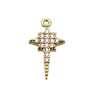 copper northstar pendant paved zircon, gold plated, approx 8-15mm [FN15662]