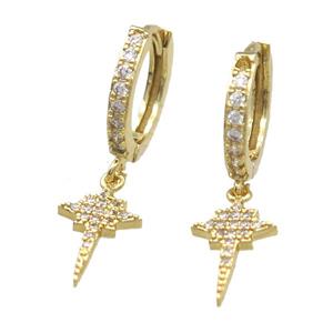 copper Hoop Earrings paved zircon, northstar, gold plated, approx 8-15mm, 14mm dia [FN15688]