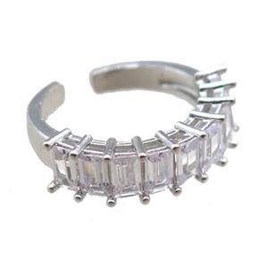 copper Rings paved zircon, platinum plated, approx 18mm dia [FN15710]