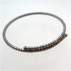 copper bangle pave champagne rhinestone, black plated, approx 60mm dia [FR10046]