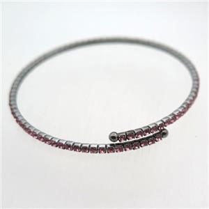 copper bangle pave rhinestone, black plated, approx 60mm dia [FR10048]