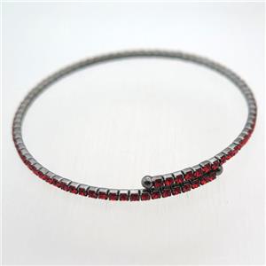 copper bangle pave red rhinestone, black plated, approx 60mm dia [FR10049]