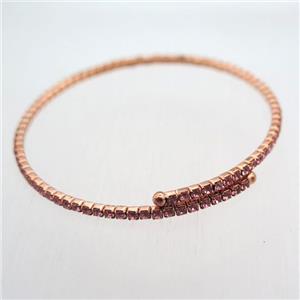 copper bangle pave rhinestone, rose gold, approx 60mm dia [FR10053]