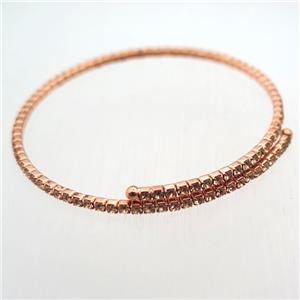 copper bangle pave champagne rhinestone, rose gold, approx 60mm dia [FR10054]