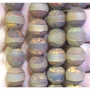round tibetan style agate bead, matte, coffee, approx 8mm dia [GA1011-8MM]