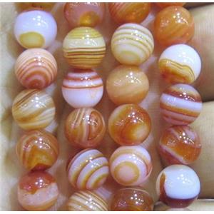 stripe red agate bead, round, approx 8mm dia [GA1027]