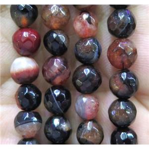 orange druzy agate beads, faceted round, approx 6mm dia [GA1028]