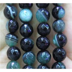 green druzy agate bead, faceted round, approx 6mm dia [GA1030]