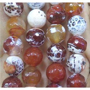 faceted round red Fired Agate beads, approx 10mm dia [GA1041]