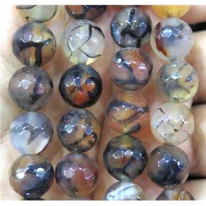 faceted round veins agate beads, approx 10mm dia [GA1042]
