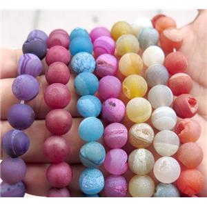 druzy agate beads, round, mix color, approx 12mm dia [GA1043-12MM]