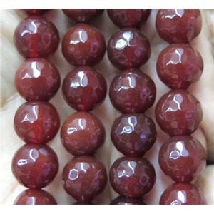 Agate beads, faceted round, red, approx 10mm dia [GA1046-10MM]