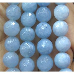 Agate beads, faceted round, blue, approx 10mm dia [GA1049-10MM]