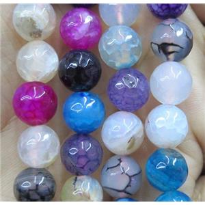Agate beads, faceted round, mix color, approx 12mm dia [GA1052-12MM]