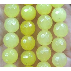 Agate beads, faceted round, yellow, approx 10mm dia [GA1055-10MM]