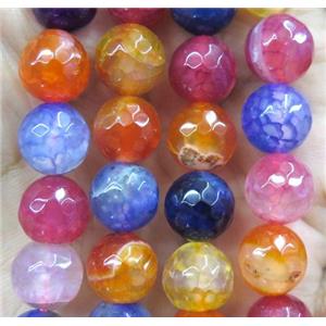 Agate beads, faceted round, mix color, approx 12mm dia [GA1056-12MM]