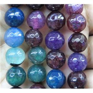 Agate beads, faceted round, mix color, approx 10mm dia [GA1060-10MM]