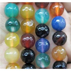 Agate beads, faceted round, mix color, approx 10mm dia [GA1064-10MM]